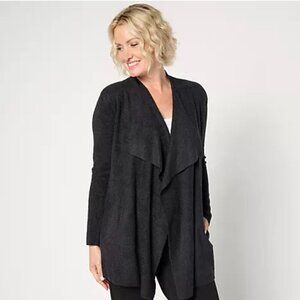 Barefoot Dreams Bamboo Chic Lite Knit Open-Front Sweater Stretch Small Medium